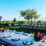 Table linen round table mats with embroidery edges in orange for table decor