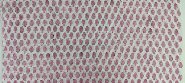 Light pink leaf 100% Cotton Quilting Fabric by the yard, India Block Print Fabric, fabric for Duvet Covers, Curtains, Dresses