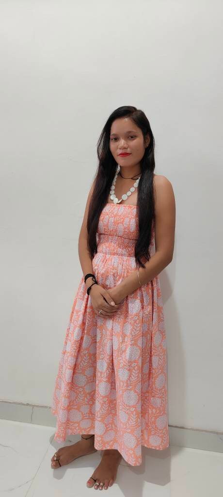 Indian Cotton Dress, Floral block Print Dress,Cotton Handmade Dress, Sketer Circle Dress,Flapper Dress, Nap Dress, Long Dress