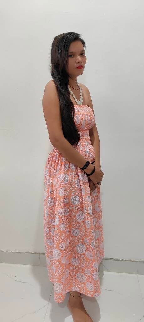 Indian Cotton Dress, Floral block Print Dress,Cotton Handmade Dress, Sketer Circle Dress,Flapper Dress, Nap Dress, Long Dress