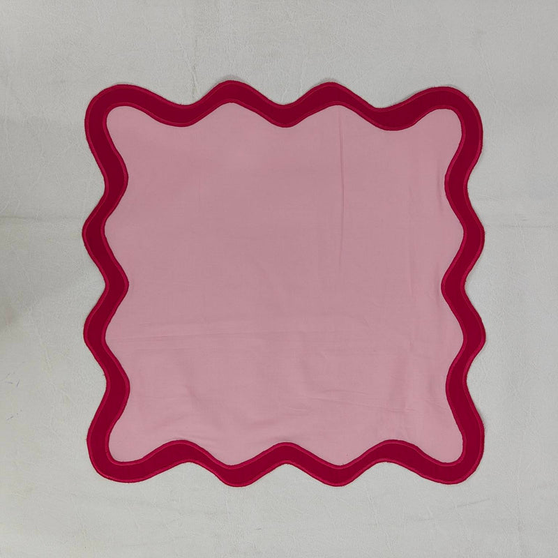Table Linens Embroidered Napkins Linen double scalloped mats and Linen wave scallop cloth cocktail napkins,fathers day gift Set of 2