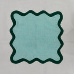 Table Linens Embroidered Napkins Linen double scalloped mats and Linen wave scallop cloth cocktail napkins,fathers day gift Set of 2