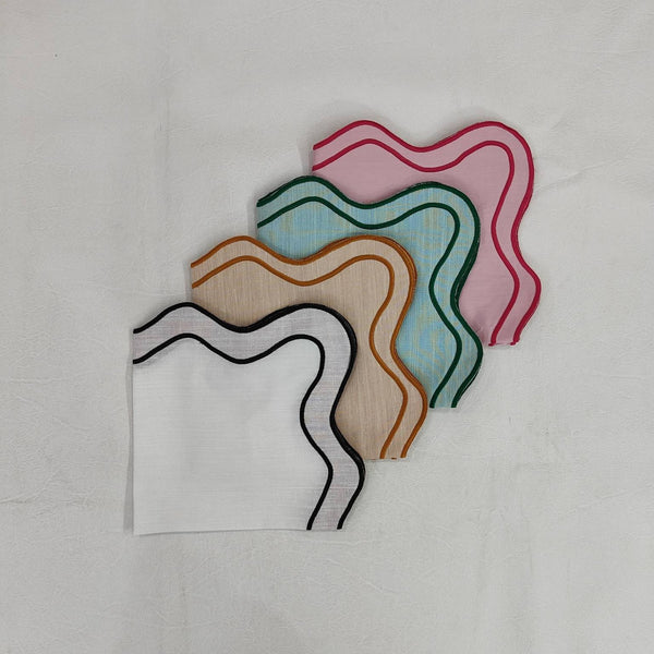 Table Linens Embroidered Napkins / double scalloped Napkin and Linen wave scallop cloth cocktail cloth,fathers day gift Set of 2