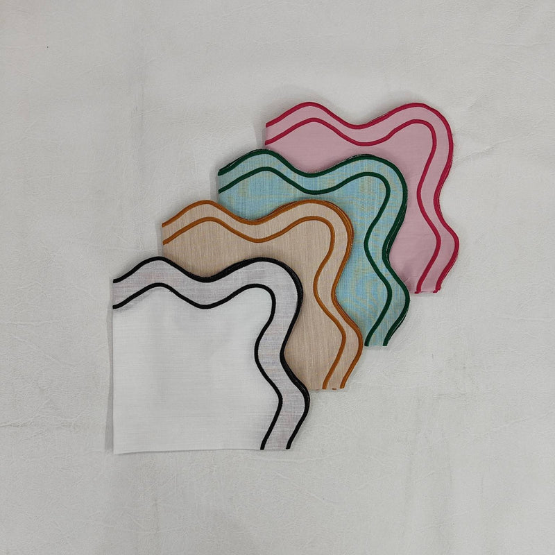Table Linens Embroidered Napkins / double scalloped Napkin and Linen wave scallop cloth cocktail cloth,fathers day gift Set of 2
