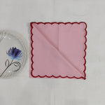 Blush pink tea towels, embroidered Table linen, Cloth Napkins, Mix Color Embroidery scallops Napkins, 6X9"- Cocktail Dinner Napkins, 18x18"