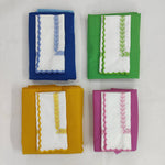 White Linen Embroidered fern napkins cloth scallop napkins set Wedding napkins for table decor 18''x18'' size set of 4 napkins