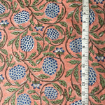 Dark Salmon Pink Hand-Block Printed Cotton Cloth