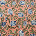 Dark Salmon Pink Hand-Block Printed Cotton Cloth