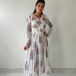 Indian Block Print Bridesmaids dress, Long Tunic With Pockets, wedding dress, Gift for her, Pleated Top, Summer Dress, India Block Print Top