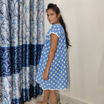 Hand Block Printed Dress, Blue Flower Indian Tunics, Hand Printed Dress, Indian Cotton short dress, Indian Cotton Dress, Printed Dress