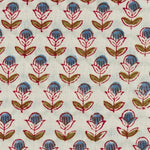 Denim Blue and Army Green Hand-Block Printed Cotton Cloth