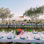Table linen round table mats with embroidery edges in orange for table decor