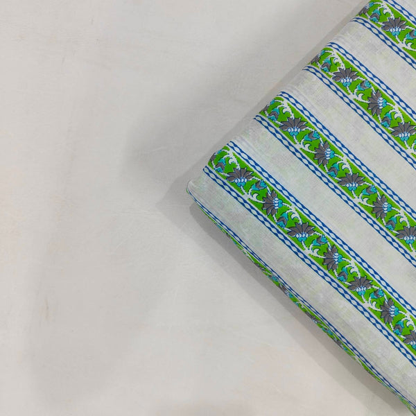 Printed border 100% Cotton Quilting Fabric by the yard, India Block Print Fabric, fabric for Duvet Covers, Curtains, Dresses