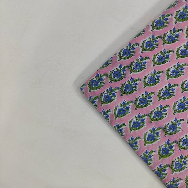 Pink Green Floral 100% Cotton Quilting Fabric by the yard, India Block Print Fabric, fabric for Duvet Covers, Curtains, Dresses