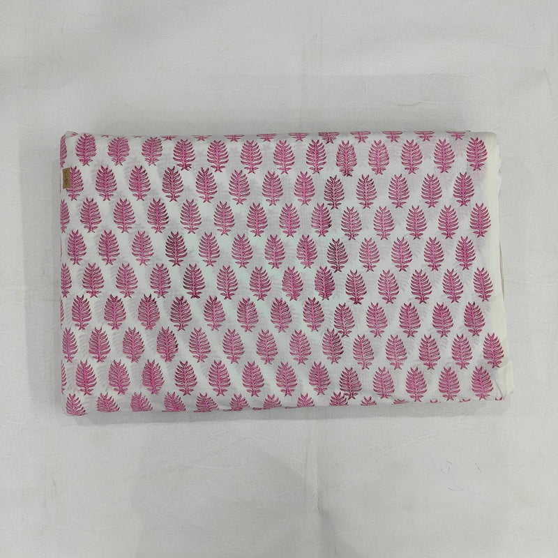 Light pink leaf 100% Cotton Quilting Fabric by the yard, India Block Print Fabric, fabric for Duvet Covers, Curtains, Dresses