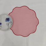 Table Linens Light pink embroidered PlaceMats and Cotton wave scallop cloth cocktail Placemats,fathers day gift