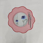 Table Linens Light pink embroidered PlaceMats and Cotton wave scallop cloth cocktail Placemats,fathers day gift