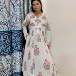 Indian Block Print Bridesmaids dress, Long Tunic With Pockets, wedding dress, Gift for her, Pleated Top, Summer Dress, India Block Print Top