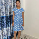 Hand Block Printed Dress, Blue Flower Indian Tunics, Hand Printed Dress, Indian Cotton short dress, Indian Cotton Dress, Printed Dress