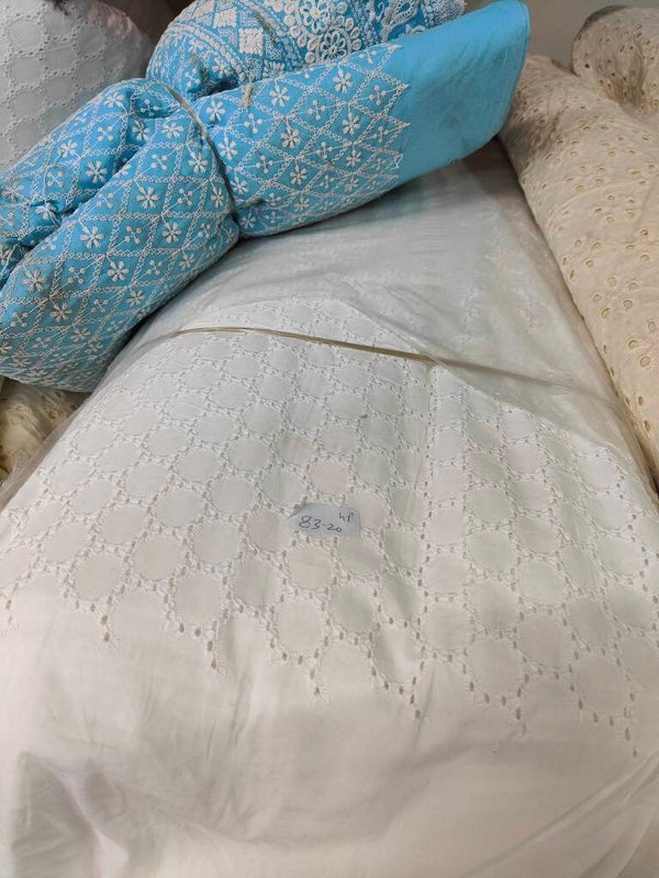 Net White Cotton Cambric Chick Embroidered Bleach Fabrics, Sofa Cover, Cotton Quilting Fabric by the yard, India Fabric, Curtains, Dresses