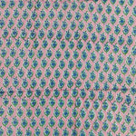 Pink Green Floral 100% Cotton Quilting Fabric by the yard, India Block Print Fabric, fabric for Duvet Covers, Curtains, Dresses