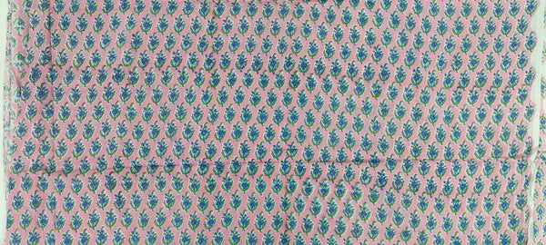 Pink Green Floral 100% Cotton Quilting Fabric by the yard, India Block Print Fabric, fabric for Duvet Covers, Curtains, Dresses