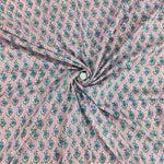 Pink Green Floral 100% Cotton Quilting Fabric by the yard, India Block Print Fabric, fabric for Duvet Covers, Curtains, Dresses