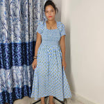 Nap Dress, Mille Cate Dress ,Hand Block Printed bridesmaid Dress, palm block print frock,  Indian Tunics, Indian Cotton Long Gown