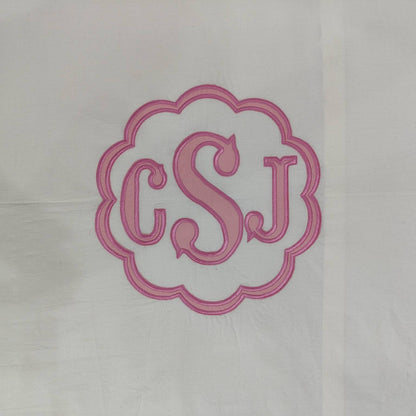 400 Thread Count White Cotton Percale Scalloped Piping Hotel Stitch Pillowcase/Pillow Sham with Scalloped Piping