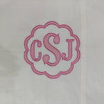 400 Thread Count White Cotton Percale Scalloped Piping Hotel Stitch Pillowcase/Pillow Sham with Scalloped Piping