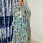 Light Pink Hand  Block Blue dress, Indian Bridesmaids dress, Gift for her, Gift for Mom, Summer Dress, India Block Print Top