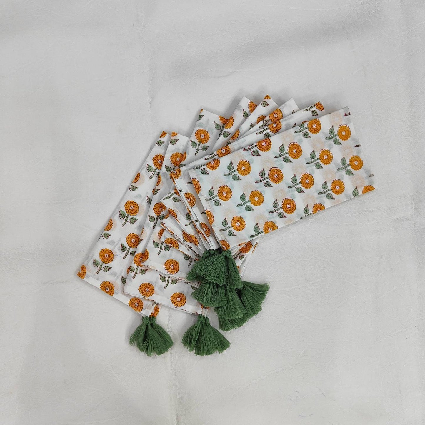 Cloth Napkins, Indian Napkins, Block Print table linen, Bandana - face cover Thanksgiving Gift, 19X19 Inches, Set of 4