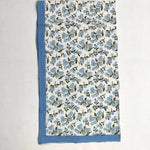 Denim & Baby Blue Indian Hand Block Printed 100% Pure Cotton Tablecloth, Border Design Table Cover, Party Tablecloth, Gift for Wedding