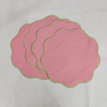 Table Linens Light pink embroidered PlaceMats and Cotton wave scallop cloth cocktail Placemats,fathers day gift