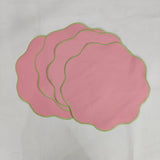 Table Linens Light pink embroidered PlaceMats and Cotton wave scallop cloth cocktail Placemats,fathers day gift