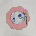 Table Linens Light pink embroidered PlaceMats and Cotton wave scallop cloth cocktail Placemats,fathers day gift