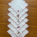 White Linen Napkins with Embroidered Motifs