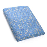 Cornflower Blue and White Hand-Block Printed Cotton Cloth