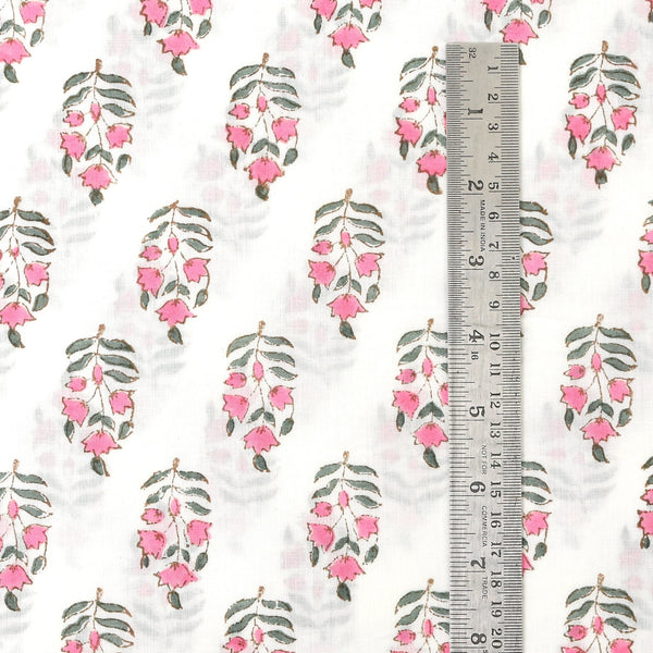Punch Pink Hand-Block Printed Cotton Cloth