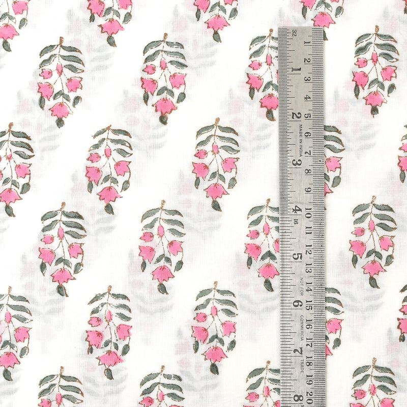 Punch Pink Hand-Block Printed Cotton Cloth