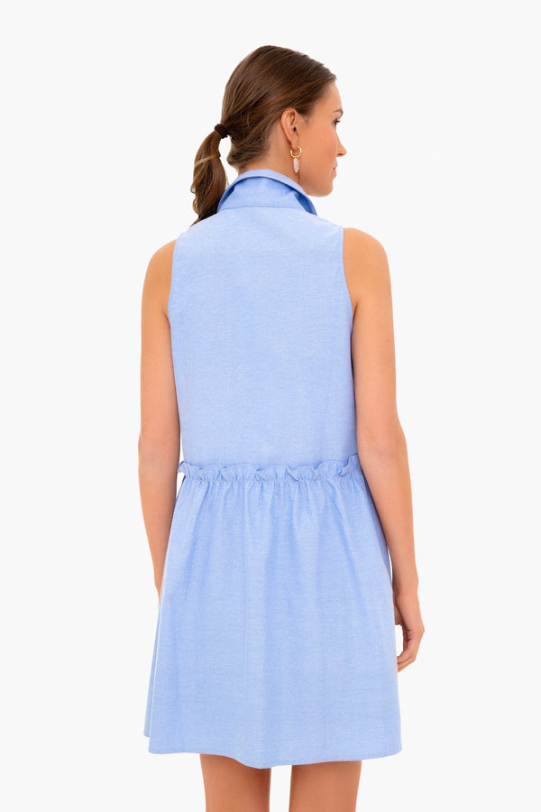 Oxford Blue Sleeveless Royal Shirt Dress, Indian Cotton Long Gown, Indian Cotton Dress, printed Dress