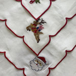 White Linen Napkins with Embroidered Motifs