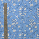 Cornflower Blue and White Hand-Block Printed Cotton Cloth