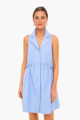 Oxford Blue Sleeveless Royal Shirt Dress, Indian Cotton Long Gown, Indian Cotton Dress, printed Dress