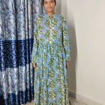 Light Pink Hand  Block Blue dress, Indian Bridesmaids dress, Gift for her, Gift for Mom, Summer Dress, India Block Print Top