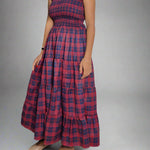 Nap Dress,Cottage core ,Hand Checkered bridesmaid Dress, Indian Tunics, Hand Printed Dress, Indian Cotton Long Gown,Indian Cotton Dress