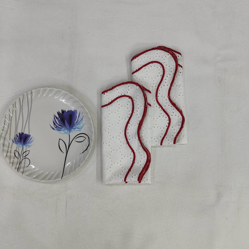 Table Linens Embroidered Napkins / double scalloped Napkin and cotton wave scallop cloth cocktail cloth,fathers day gift Set of 2