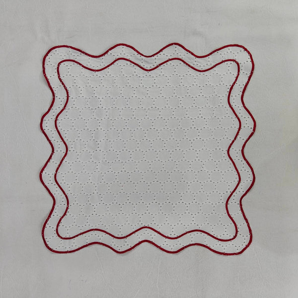 Table Linens Embroidered Napkins / double scalloped Napkin and cotton wave scallop cloth cocktail cloth,fathers day gift Set of 2