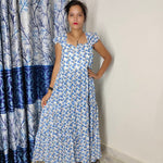 Hand Block Printed Dress, Block Print Dress, Indian Tunics, Hand Printed Dress, Indian Cotton Long Gown, Indian Cotton Dress, Printed Dress