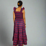 Nap Dress,Cottage core ,Hand Checkered bridesmaid Dress, Indian Tunics, Hand Printed Dress, Indian Cotton Long Gown,Indian Cotton Dress